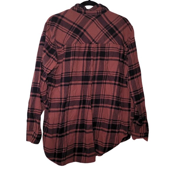 GAP Brand 100% Cotton Brown Black Plaid Flannel Collared Button Down XL - Picture 2 of 6
